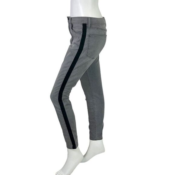 Frame Denim Le High Skinny Jeans in Gray Grimes Wash Velvet Tux Stripe Size 31 - Picture 3 of 9